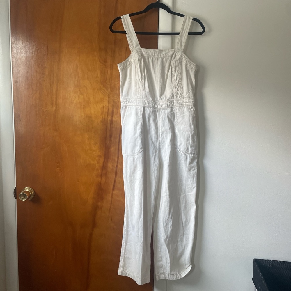White denim jumpsuit